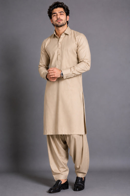 LIGHT BROWN KURTA SHALWAR