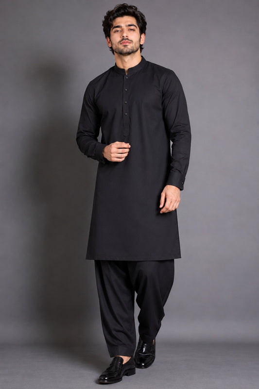 PURE BLACK KURTA SHALWAR