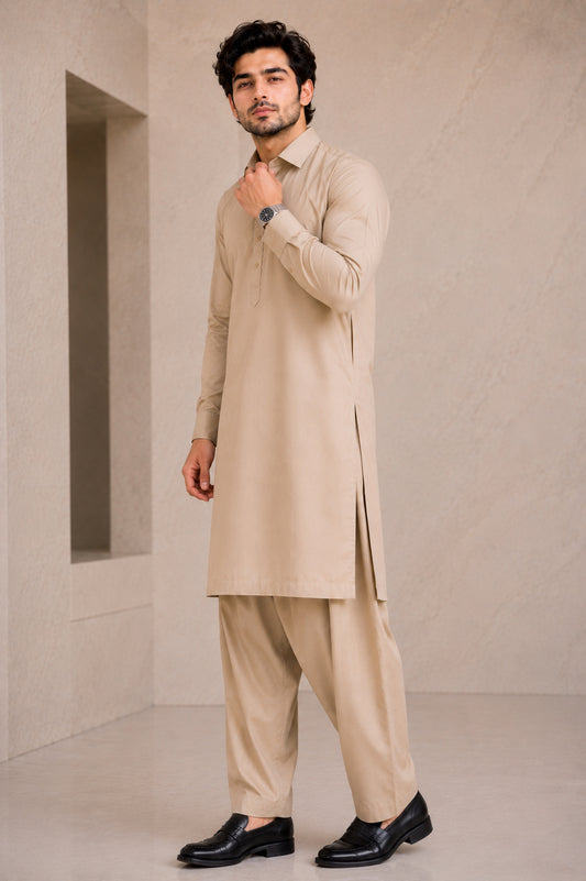 LIGHT BROWN KURTA SHALWAR