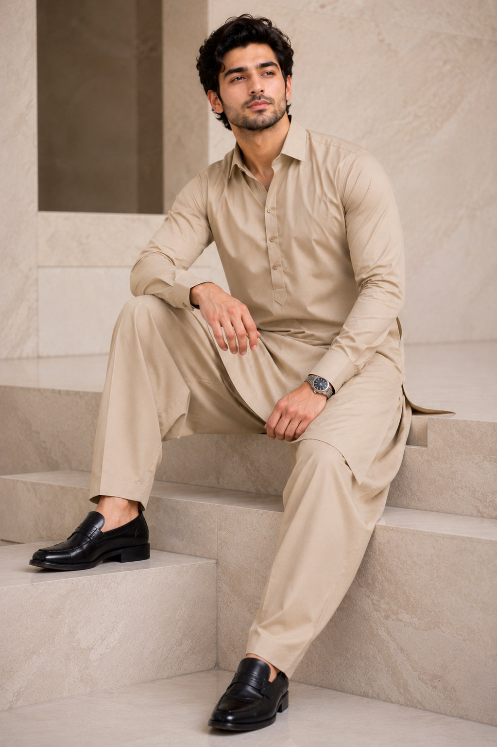 LIGHT BROWN KURTA SHALWAR